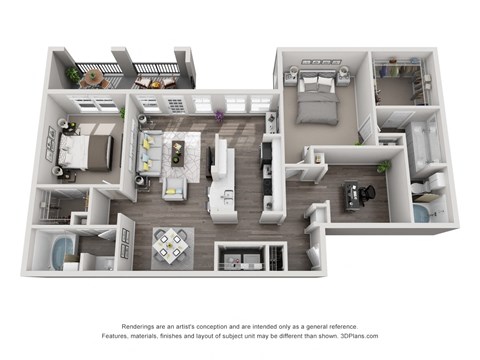 Floor plan for 2 beds, 2 baths, 1473 sqft